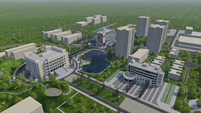 Urban Garden Scene 3D Visualization