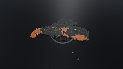 Guangdong Province 3D Map - Black Gold Edition 3D Map
