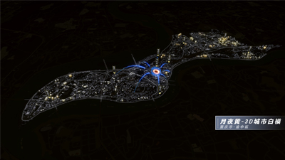 Moonlit Yellow - 3D City White Model of Yuzhong District, Chongqing