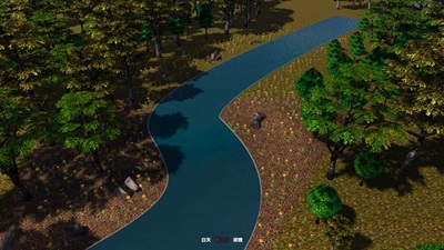 Day and Night Jungle Artificial River Visualization