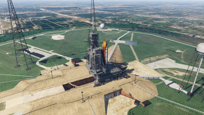3D Visualization of Space Rocket Launch Scene